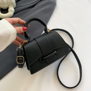 Women’s Mini PU Leather Crossbody Shoulder Bag New Fashion Square Design with Polyester Lining Waterproof Single Strap
