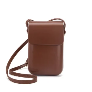 Women’s Mini Vertical PU Leather Cross Body Messenger Bag Small Size Stylish Mobile Phone Bag Adjustable Shoulder Strap