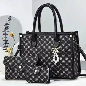 Women’s New Fashion Large-Capacity Cross-Border Joker Three-Piece Casual Tote Handbag Durable Shoulder Bag