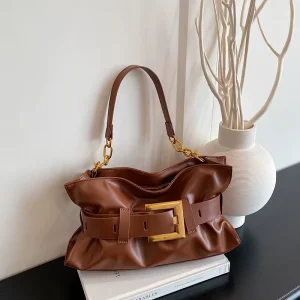 Women’s New Korean Vintage Fashion PU Pleated Cloud Bag Large Capacity Soft Shoulder Crossbody Single