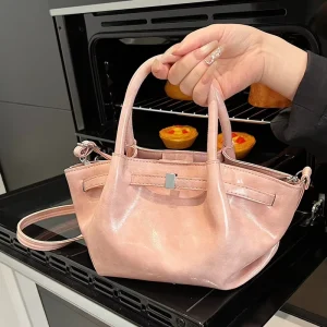 Women’s New Trend PU Leather Crossbody Tote Bag Simple Short Handle Dress Style Zipper for Summer Winter Female Handbag