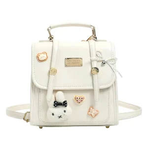 Women’s Niche Design Fashionable Small Size Backpack Female College Students PU Polyester Lining Stylish Bag For Students