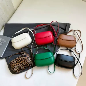 Women’s PU Crossbody Bag Summer New Korean style Retro Cover Women’s All match Simple Single Shoulder Bag