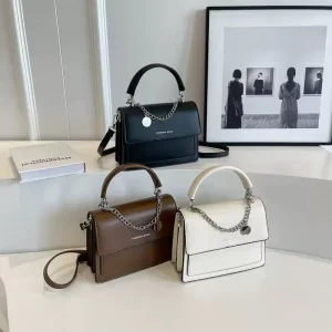 Women’s PU Small Square Bag Top Handle Crossbody Purse Adjustable Strap Mini Handbag