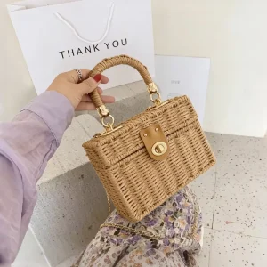 Women’s Paper Straw Handbags Lightweight Large Woven Capacity Crochet Bags for Beach Vacation