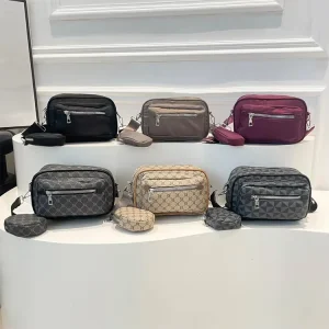 Women’s Printed Shoulder Bag Designer Crossbody Bag with Wide Strap