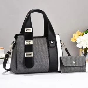 Women’s Retro Handbag Simple Solid Color with Cross Border Stitching Large Capacity Shoulder and Hand Held Texture Bag