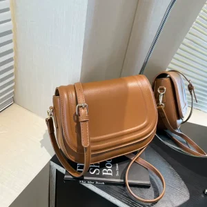 Women’s Retro PU Summer Saddle Bag Textured Crossbody Small Square Shoulder Bag