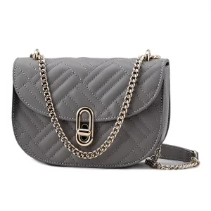 Women’s Saddle Crossbody Bags Lock Genuine Leather Stylish Durable Waterproof Chain Strap Portable Lightweight