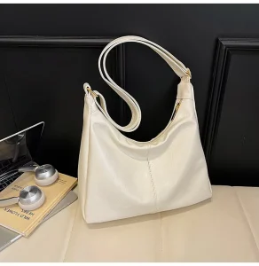 Women’s Shoulder Bag Compact Tote Large-Capacity Minimalist Versatile Stylish Crossbody Zipper Closure