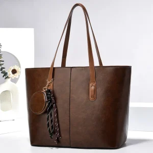 Women’s Simple Fashion PU Hand Shoulder Bag Large Capacity Water Resistant Comfortable for Spring Season for Summer Winter