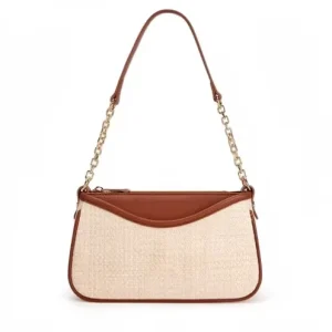 Women’s Simple Hobo Shoulder Bag Mini Clutch Handbag Zipper Closure Mixed Color Polyester Inner Lining