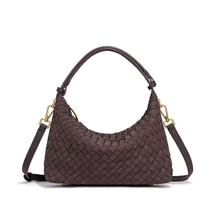 Women’s Single Fashion-Forward Autumn Shoulder Handbag Cross-Border Matte Woven Geometric Design Waterproof PU