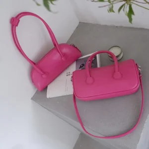 Women’s Small Hobo Bag Leather Shoulder Strap Top Handle Female Crossbody Bag Solid Color Handbags