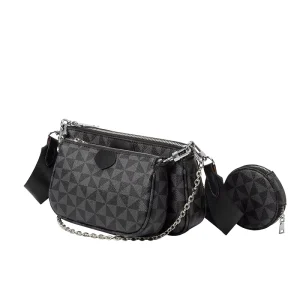 Women’s Small Shoulder Bag Set with Long Chains, 3 Pieces