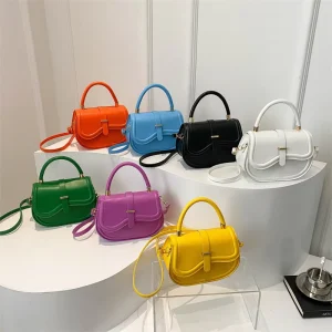 Women’s Spring Crossbody Shoulder Bag Korean Western Style Simple Small Square Design Single Strap Button
