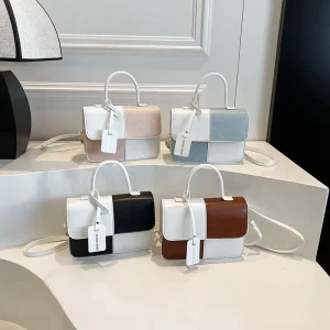 Women’s Square Handbag Trendy Color Block Shoulder & Crossbody Bag for Women