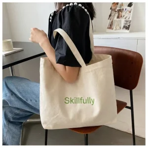 Women’s Student Large Capacity Canvas Tote Handbag Custom Pattern Guangdong Made Closure Type Other