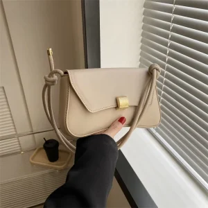 Women’s Stylish Girl’s Single Shoulder Crossbody Underarm Bag Small Square Zip Closure PU Spring New Simple Retro Handbag