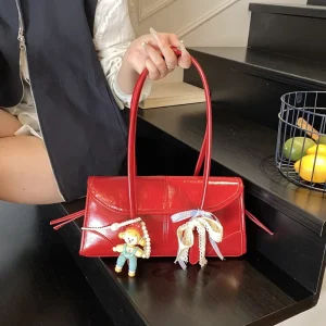 Women’s Summer New Fashion PU Medium Tote Bag Large capacity Single shoulder Retro Soft Surface Handbag