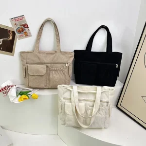 Women’s Tote Bag Simple Large Capacity Tote Stylish Solid Color Shoulder Bag Custom