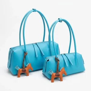 Women’s Underarm Bowling Bag Large Capacity PU Zipper Closure Two Shoulder Tote Bag Commute Polyester Lining Phone