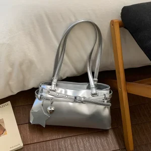 Women’s Vintage Fashion PU Waterproof Large Capacity Shoulder Bag with Two Shoulder Straps Portable