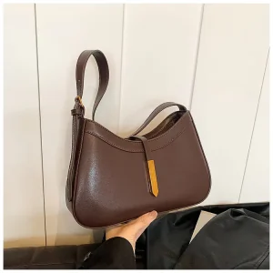 Women’s Vintage Saddle Shape PU Crossbody Bag with Zipper Closure Premium Commuting Shoulder Underarm Style