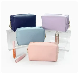 Women’s Waterproof Travel Makeup Bag Colorful Zipper Cosmetic Case with PU Material Custom Logo Soft Design