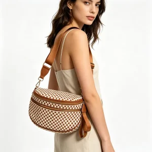 Woven Crossbody Bags for Women Fashion Leather Lightweight Handbags Shoulder Bag Phone Purse Ladies Waist Messenger Bag