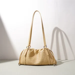 Woven Genuine Leather Fashion Classic Pleated Single-Shoulder Bag Niche Design High-end Handbag Cloud Bag Dumpling