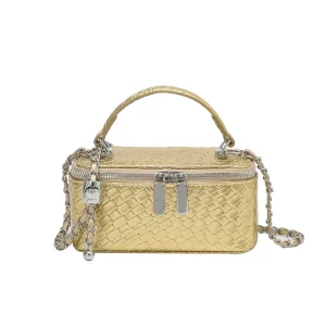 Woven Pattern Box Women’s Handbag Chain Single Shoulder Crossbody Bag