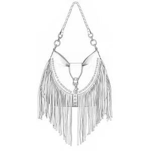 Xinzirain Custom Geometric Embroidery Crescent Shoulder Bag Fringe Detail Leather Strap Crossbody Women Ethnic Chic