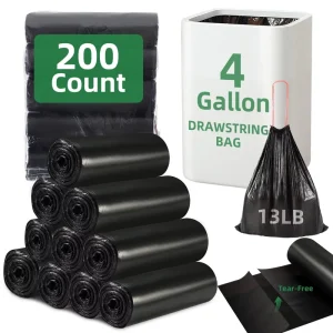 YC Multipurpose Drawstring Trash Bags Tear Resistant Strong Small Garbage Bags for Bathroom Trash Can Bin Liners