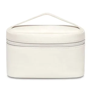 YDINI New White Leather Ladies Makeup Travel Organizer Bag Personalized Makeup Pouch Cute Case