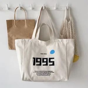 Zipper Design Eco friendly Reusable Canvas Tote Bag with Multi Pocket Casual Women’s Daily Handbag and Customizable Logo